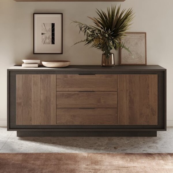Skokie Wooden Sideboard 2 Doors 3 Drawers In Lava And Mercure
