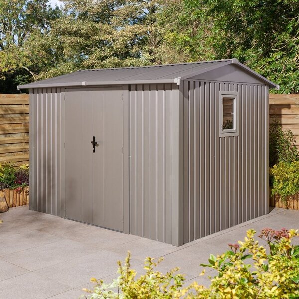 Bismarck 10x8 Galvanized Steel Grey Garden Shed With Foundation Kit