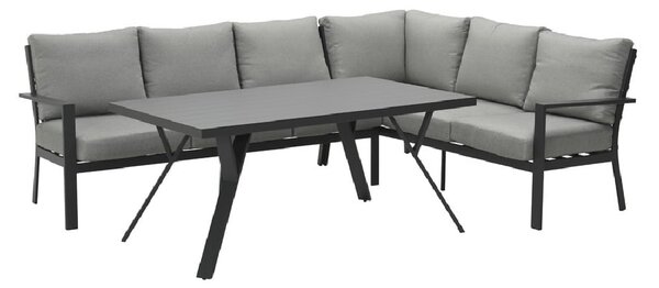 Sedalia Aluminium Right Hand Garden Corner Lounge Set In Dark Grey