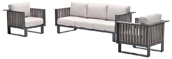 Belgrade Aluminium 3 Piece Garden Lounge Set In Desert Sand