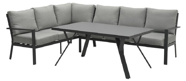 Sedalia Aluminium Left Hand Garden Corner Lounge Set In Dark Grey