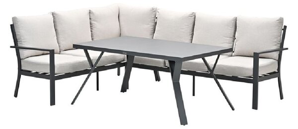 Sedalia Aluminium Left Hand Garden Corner Lounge Set In Sand