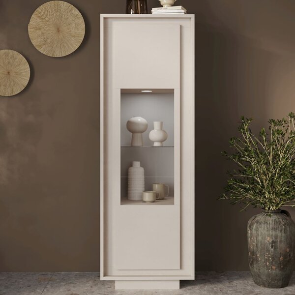Skokie Wooden Display Cabinet In Matt White With LED