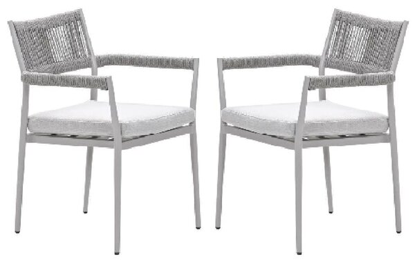 Barrie Taupe Aluminium Dining Chairs With Cushion In Pair