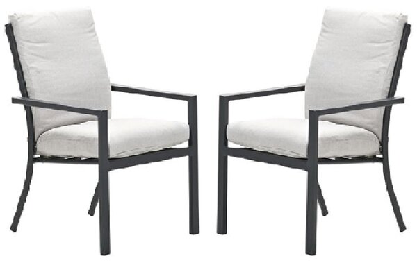 Sedalia Dark Grey Aluminium Dining Chairs With Cushion In Pair