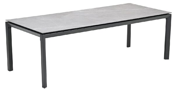 Draper Large Stone Rectangular Garden Dining Table In Grey