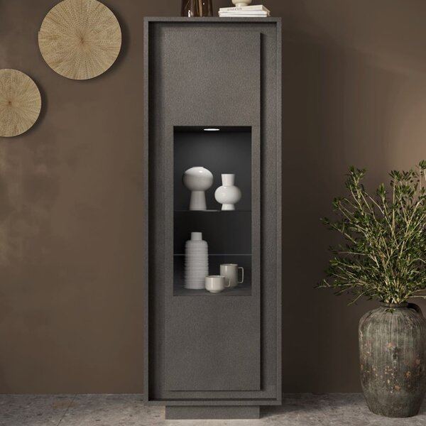 Skokie Wooden Display Cabinet In Lava With LED
