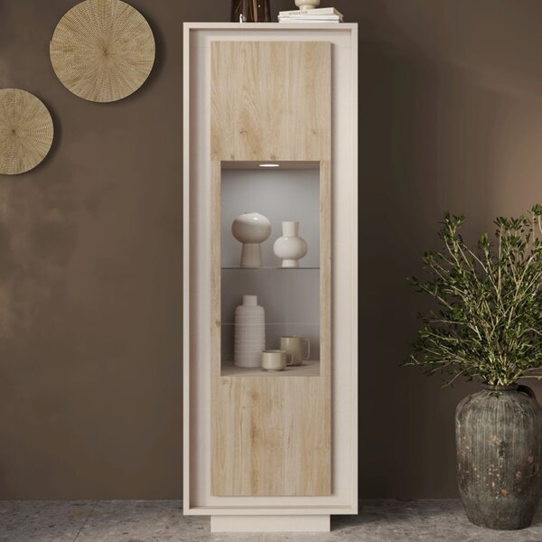 Skokie Wooden Display Cabinet In Cashmere And Cadiz With LED