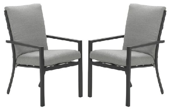 Sedalia Light Grey Aluminium Dining Chairs With Cushion In Pair