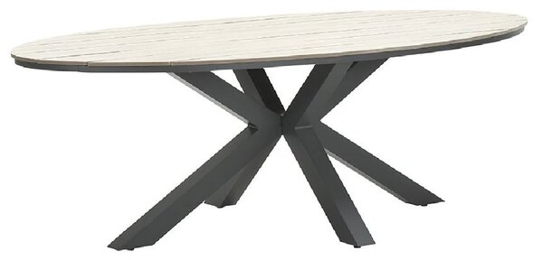 Ezra Small Wooden Oval Garden Dining Table In Light Brown