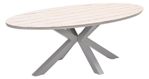 Ezra Small Wooden Oval Garden Dining Table In Taupe