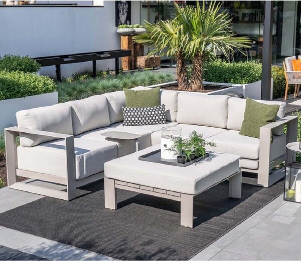 Leonidas Aluminium Garden Sofa Set With Coffee Table In Taupe