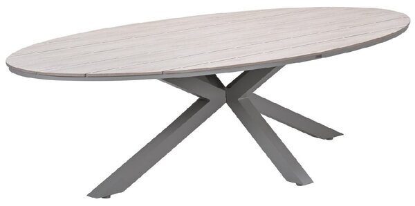 Ezra Large Wooden Oval Garden Dining Table In Taupe