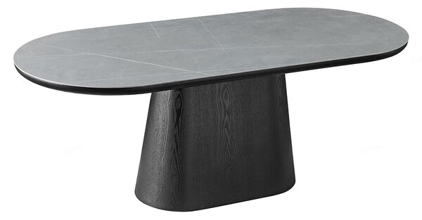 Bilbao Sintered Stone Oval Dining Table In Grey And Black