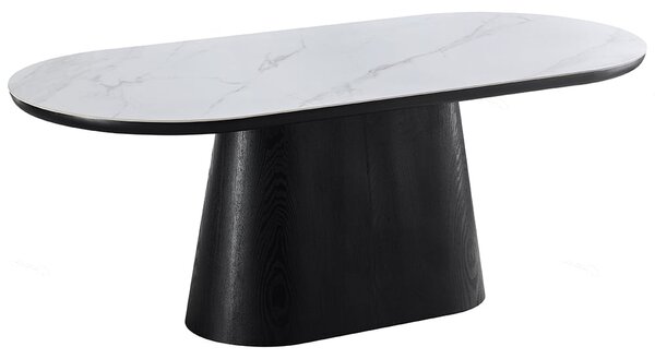 Bilbao Sintered Stone Oval Dining Table In White And Black