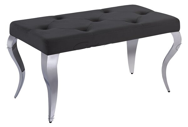Lloyd Velvet Dining Bench With Steel Legs In Black