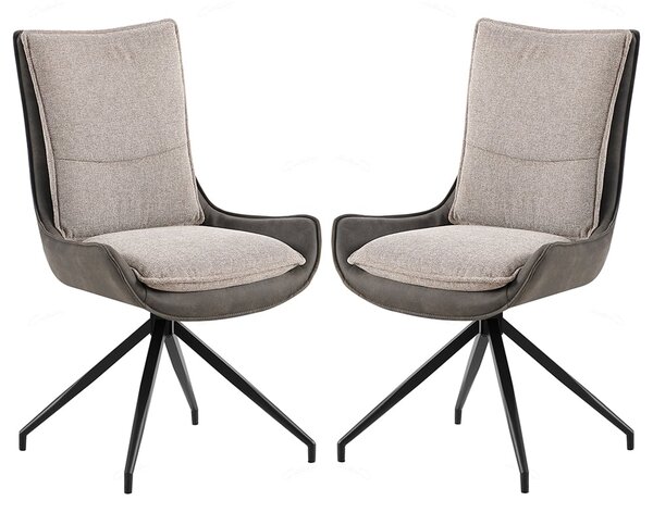 Plano Grey Fabric Dining Chairs With Black Legs In Pair