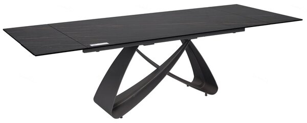Sellersville Ceramic Marble Extending Dining Table In Black