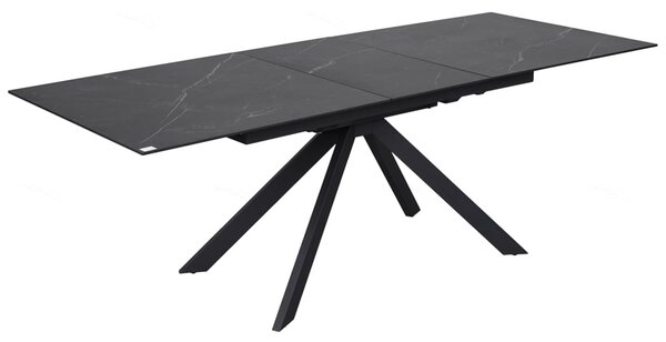 Rosario Ceramic Marble Extending Dining Table In Matt Black