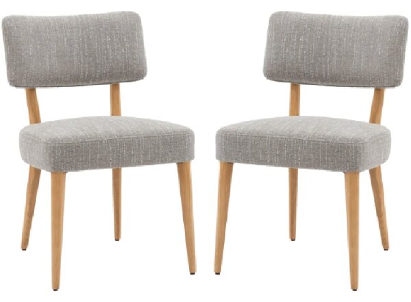 Arcadia Grey Fabric Dining Chairs With Wooden Frame In Pair