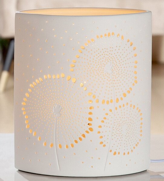 Allegan Small Porcelain Dandelion Design Table Lamp In White