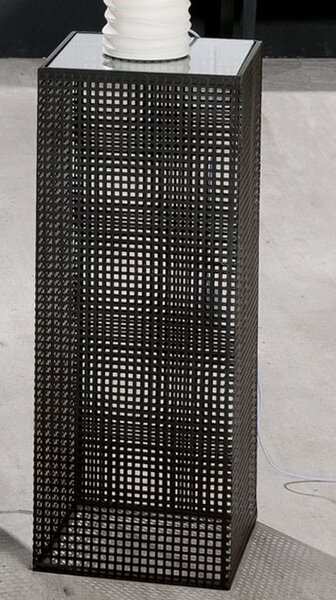 Brockton Small Glass Metal Decorative Pillar In Black