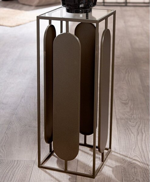 Cerritos Small Glass Metal Decorative Pillar In Anthracite