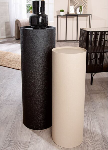 Aurora Metal Set Of 2 Cylindrical Pillar In Black And Cream