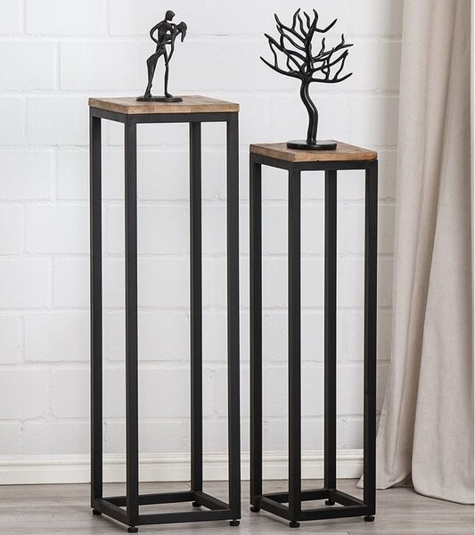 Bilbao Metal Set Of 2 Decorative Pillar In Brown And Black