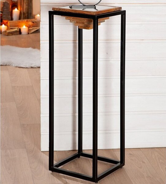 Algona Metal Square Decorative Pillar In Brown And Black