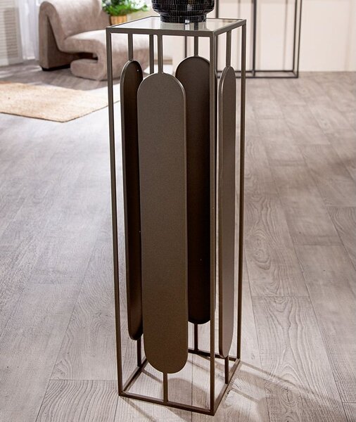 Cerritos Large Glass Metal Decorative Pillar In Anthracite