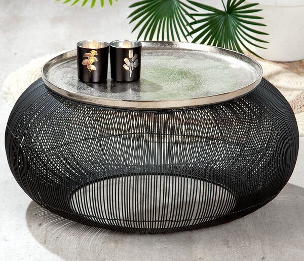 Puntual Aluminium Side Table In Silver And Black
