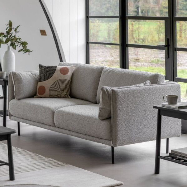 Magnolia Fabric 2 Seater Sofa With Black Legs In Natural