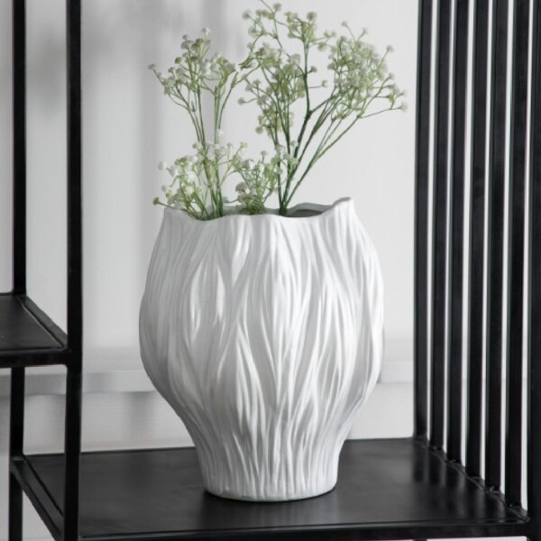 Findlay Large Ceramic Clay Vase In Matt White
