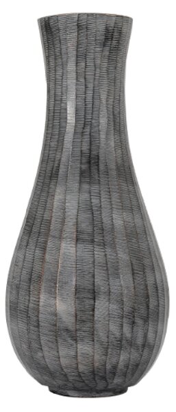 Exeter Large Aluminium Fluted Vase In Antique Grey