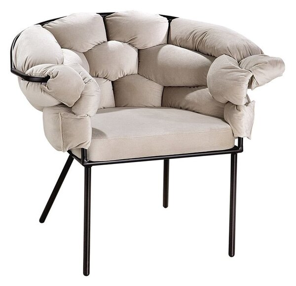 Fitchburg Fabric Armchair With Metal Legs In Beige