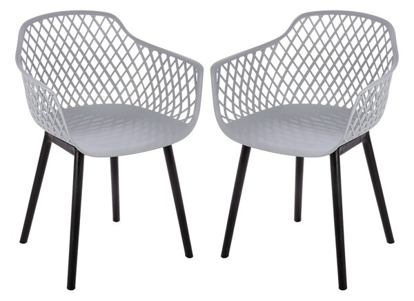 Altona Grey Plastic Dining Chairs With Black Legs In Pair