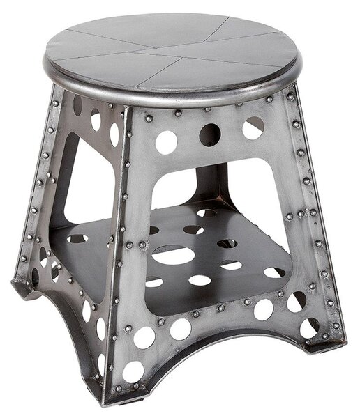 Baraboo Small Metal Stool In Silver