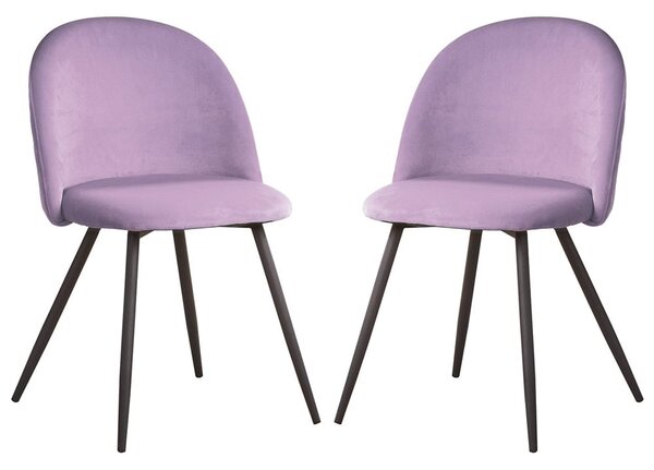 Earlville Fabric Purple Dining Chairs With Wooden Legs In Pair