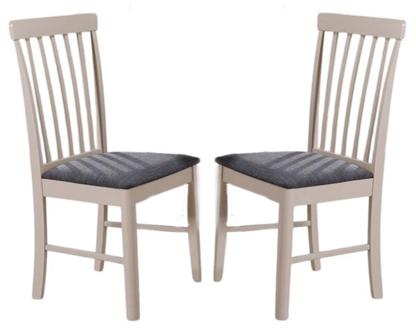 Alcor Stone Grey Wooden Dining Chairs With Fabric Seat In Pair