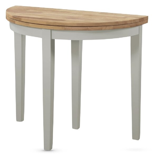 Alcor Wooden Half Moon Console Table In Oak And Grey