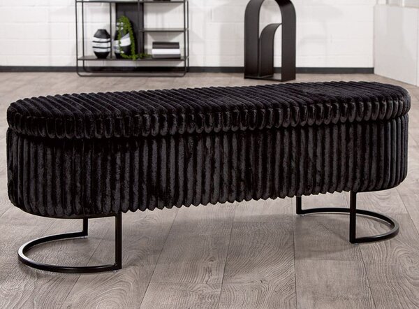 Arlington Fabric Ottoman With Metal Legs In Black