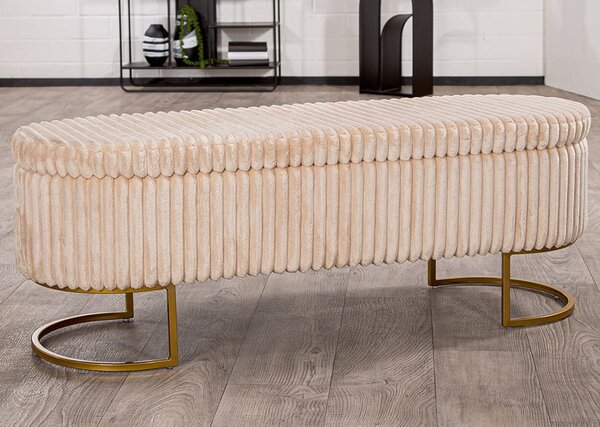 Arlington Fabric Ottoman With Metal Legs In Beige
