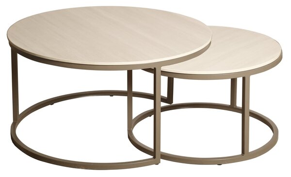 Yetis Ceramic Round Nesting Coffee Tables In Matt Latte