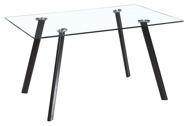 Gilroy Clear Glass Rectangular Dining Table With Black Legs