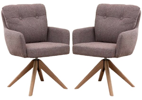 Petaluma Blush Granite Fabric Dining Chairs With Oak Legs In Pair