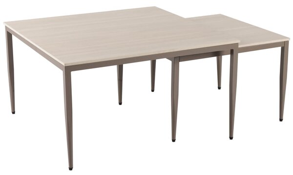 Palmerton Ceramic Square Nesting Coffee Tables In Matt Latte