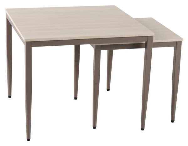 Palmerton Ceramic Square Nest Of 2 Tables In Matt Latte