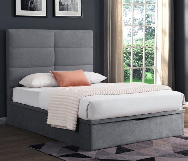 Juneau Fabric Ottoman Storage King Size Bed In Grey