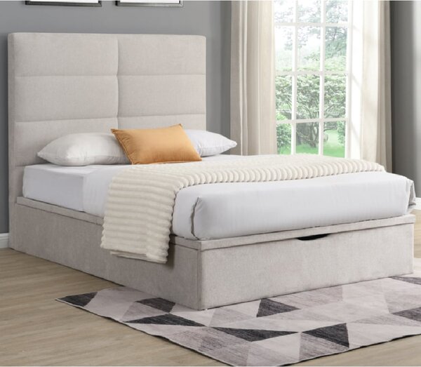 Juneau Fabric Ottoman Storage Double Bed In Beige